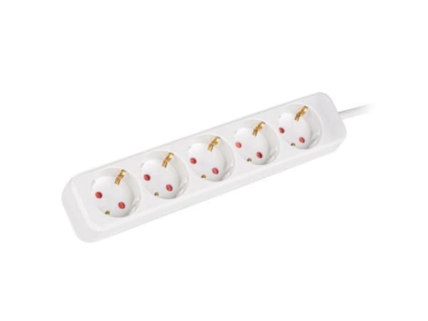 Lanberg - Flerkoplingslist - AC 230 V - 2500 watt - inngang: power CEE 7/7 - utgangskontakter: 5 (power CEE 7/3) - 3 m kabel - hvit
