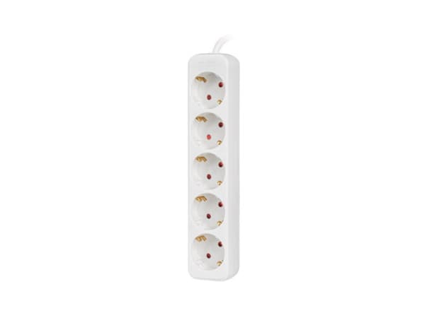 Lanberg - Flerkoplingslist - AC 230 V - 2500 watt - inngang: power CEE 7/7 - utgangskontakter: 5 (power CEE 7/3) - 3 m kabel - hvit