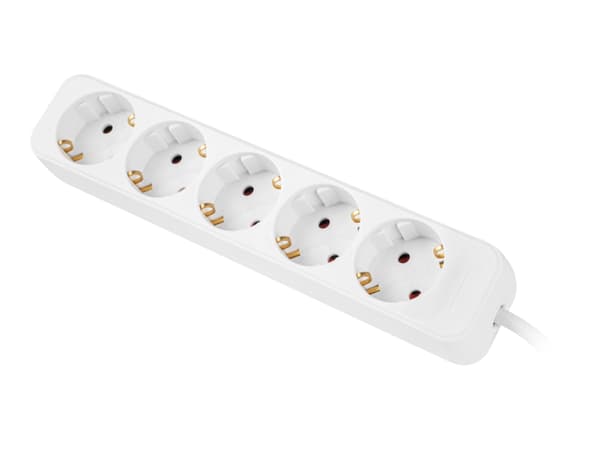 Lanberg - Flerkoplingslist - AC 230 V - 2500 watt - inngang: power CEE 7/7 - utgangskontakter: 5 (power CEE 7/3) - 3 m kabel - hvit