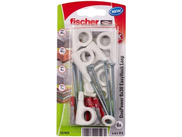 Fischer DuoPower 6x30 EasyHook Loop K (6) Rawlplug-sortimentti 557926 1 sarja