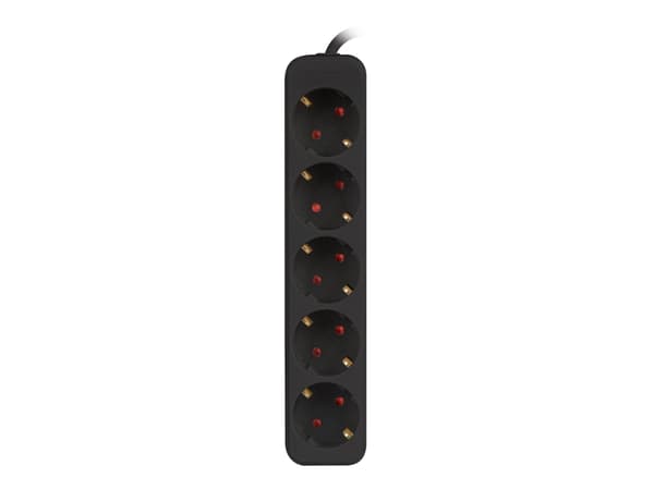 Lanberg - Effektband - 2500 Watt - ingång: power CEE 7/7 - utgångskontakter: 5 (power CEE 7/3) - 3 m sladd - svart