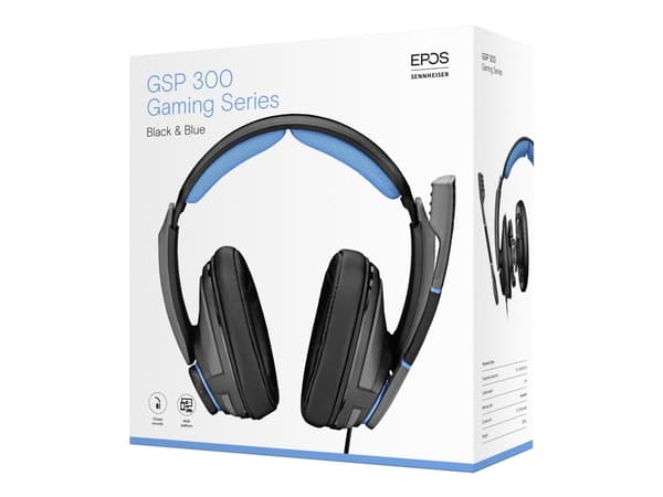 EPOS GSP 300 - Headset - fullstorlek - kabelansluten - 3,5 mm kontakt - ljudisolerande - svart, blå