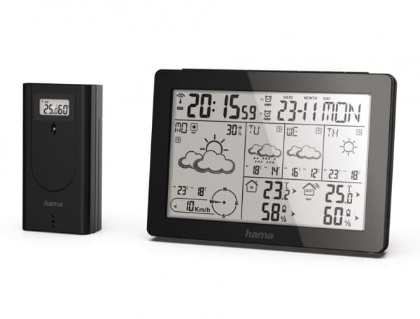 Hama Meteotime, Svart, Anemometer (vindhastighet), Inomhushygrometer, Inomhustermometer, Utomhushygrometer,..., Hygrometer, Termometer, Hygrometer, T