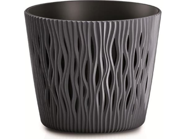 Prosperplast Blomsterpotte SANDY RUND - antrasitt diameter 16cm