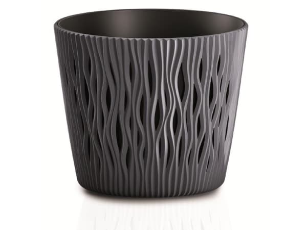Prosperplast Blomsterpotte SANDY RUND - antrasitt diameter 16cm