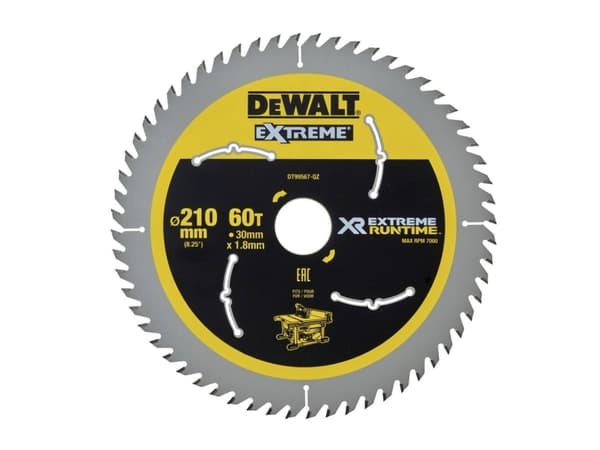 DEWALT rundsavsklinger til akkusave, Ø210/30 mm, 60 td.