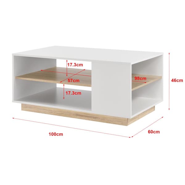 [en.casa] Soffbord Trelleborg-46x100x60cm-melaminbelagd spånskiva-vit-ek