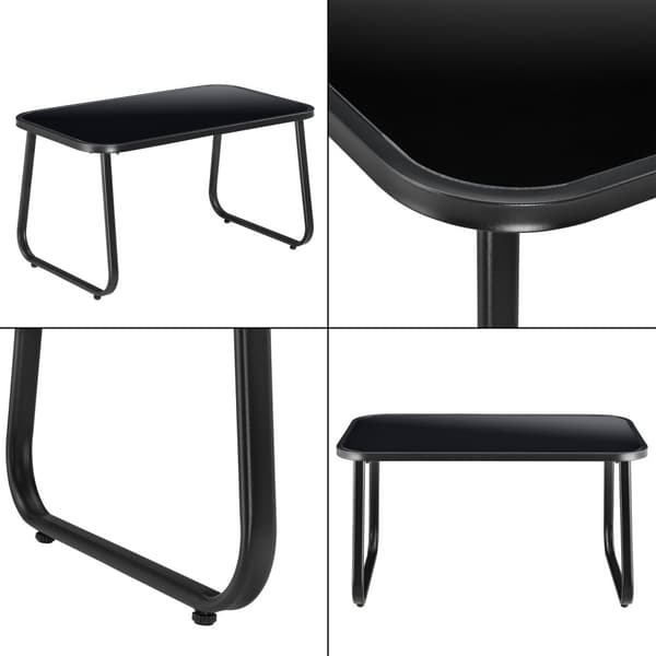 [en.casa] Loungegrupp Palencia för trädgården-loungeset-balkongset-2 stolar-bord-2sits soffa-pulverlackerat stål-glas-ljusgrå-svart