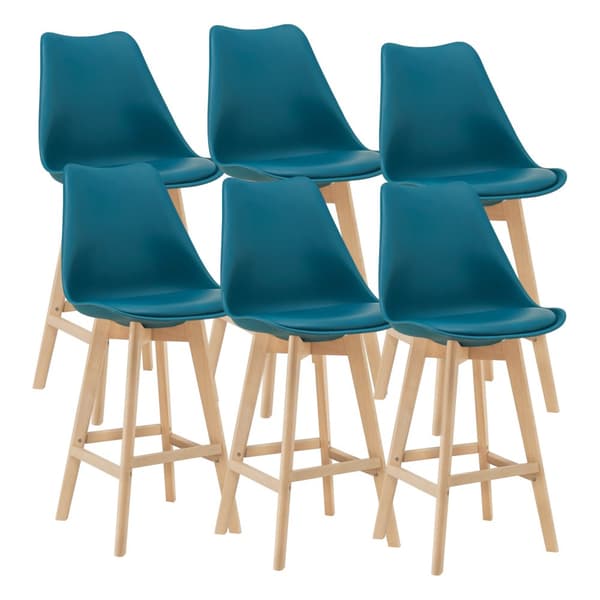 [en.casa] Barstol Lublin set 6-105x48x58cm-bok-PU konstläder-turkos