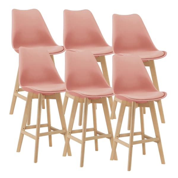 [en.casa] Barstol Lublin set 6-105x48x58cm-bok-PU konstläder-rosa