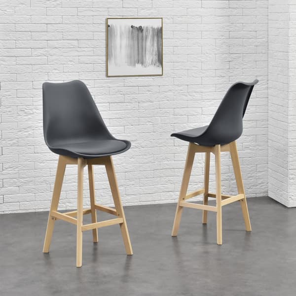 [en.casa] Barstol Lublin set 6-105x48x58cm-bok-PU konstläder-grå