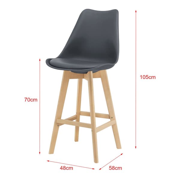 [en.casa] Barstol Lublin set 6-105x48x58cm-bok-PU konstläder-grå