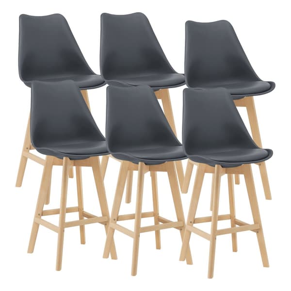 [en.casa] Barstol Lublin set 6-105x48x58cm-bok-PU konstläder-grå