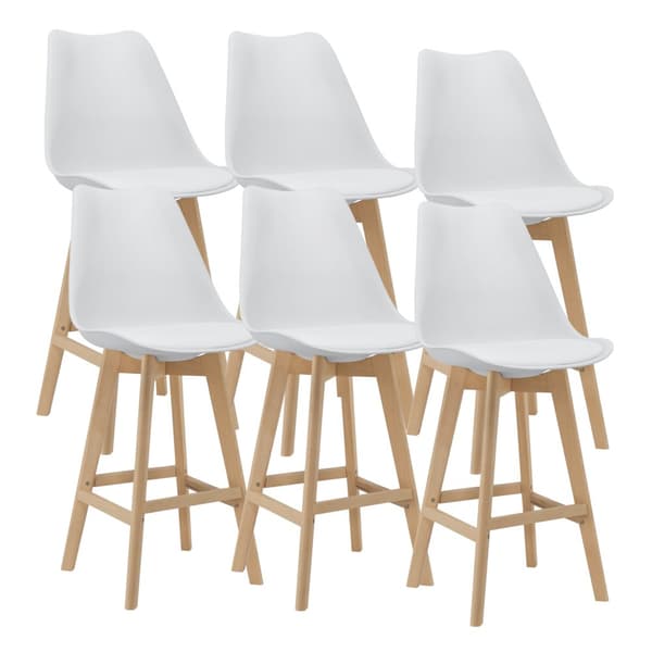 [en.casa] Barstol Lublin set 6-105x48x58cm-bok-PU konstläder-vit
