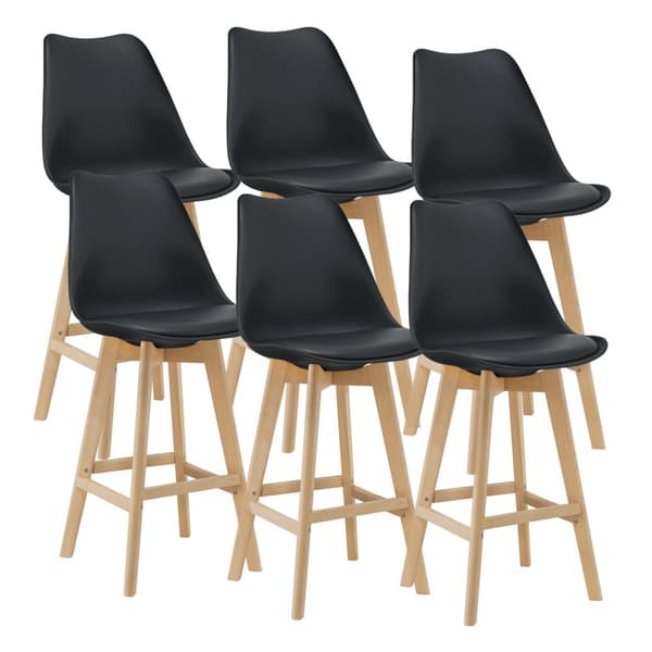 [en.casa] Barstol Lublin set 6-105x48x58cm-bok-PU konstläder-svart