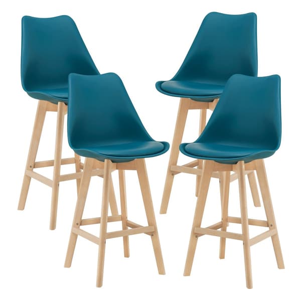 [en.casa] Barstol Lublin set 4-105x48x58cm-bok-PU konstläder-turkos