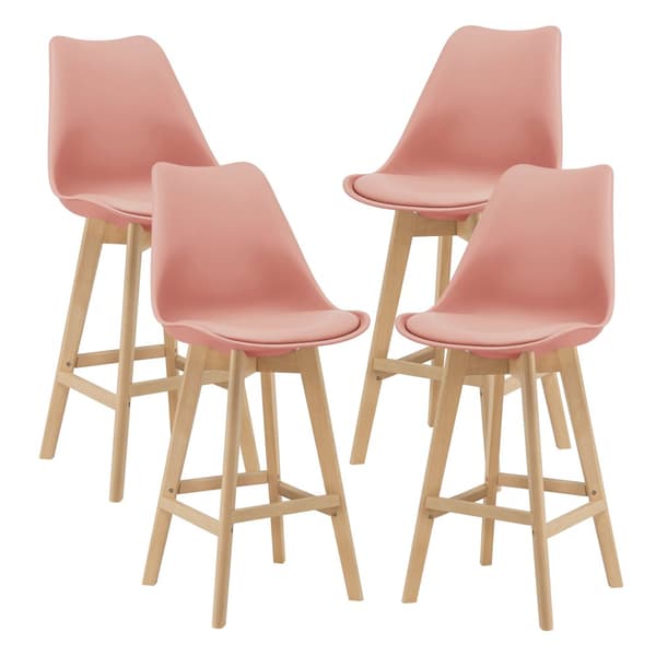 [en.casa] Barstol Lublin set 4-105x48x58cm-bok-PU konstläder-rosa