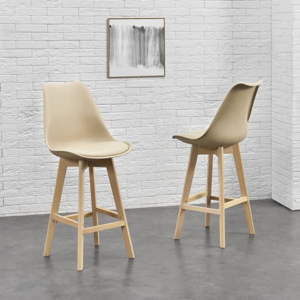 [en.casa] Barstol Lublin set 4-105x48x58cm-bok-PU konstläder-beige