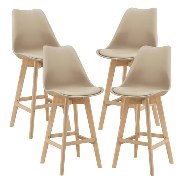 [en.casa] Barstol Lublin set 4-105x48x58cm-bok-PU konstläder-beige