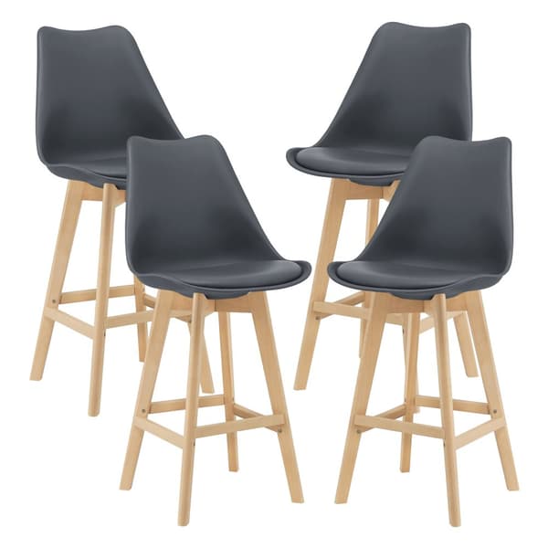 [en.casa] Barstol Lublin set 4-105x48x58cm-bok-PU konstläder-grå