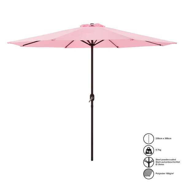 [casa.pro] Parasoll Sonn-trädgårdsparasoll-balkongparasoll-300x230cm-pulverlackerat stål-vattenavvisande polyester-pastellrosa