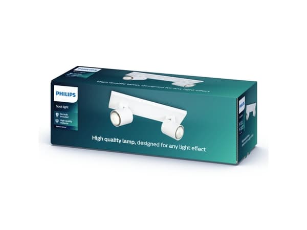 Philips myLiving Runner-spotlys til tak/vegg, 2 stk., Spotlight på skinne, GU10, 2 ampuller, LED, 220-240 V, Hvit