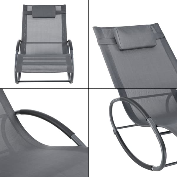 [en.casa] Trädgårdsgungstol Almaluez-hammockande solstol-gungande solstol-solstolsgunga-153x63x80,5cm-stål-textil-max.120kg-med huvudkudde-mörkgrå
