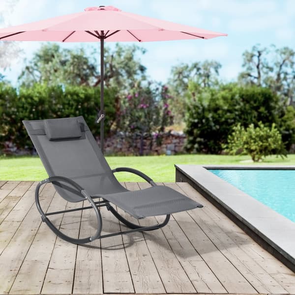 [en.casa] Trädgårdsgungstol Almaluez-hammockande solstol-gungande solstol-solstolsgunga-153x63x80,5cm-stål-textil-max.120kg-med huvudkudde-mörkgrå