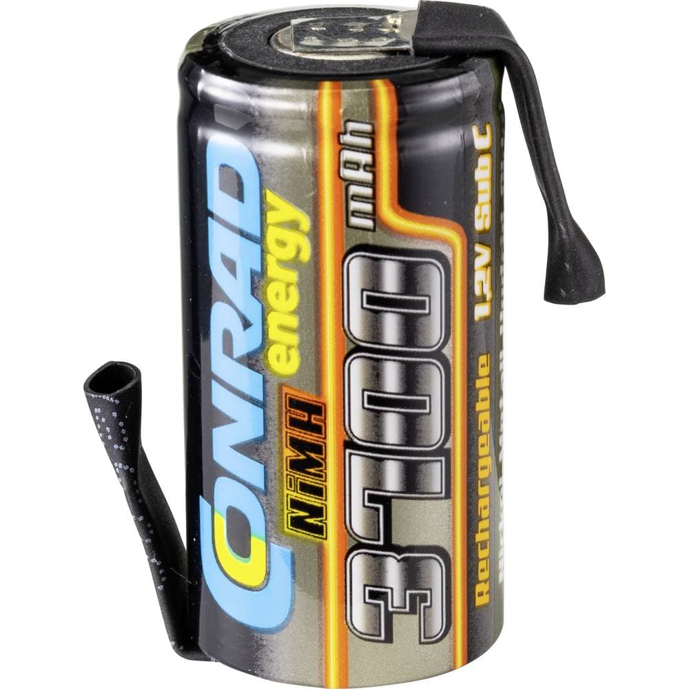 RC Batteri-cell NiMH Sub-C 1.2 V 3700 mAh Conrad energy med lödstift