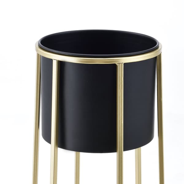 [en.casa] Växtställ Macon set 2 med krukor-70x30x30cm-50x25x25cm-metall-guld-svart
