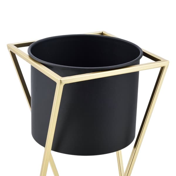[en.casa] Växtställ Mons set 2 med krukor-70x24x24cm-50x21x21cm-metall-guld-svart