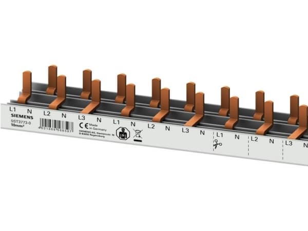 Siemens 5ST37730 Väyläkisko Rivien lukumäärä 3 10 mm² 63 A 230 V Johtotyyppi = L, L, L, L, N 1 kpl