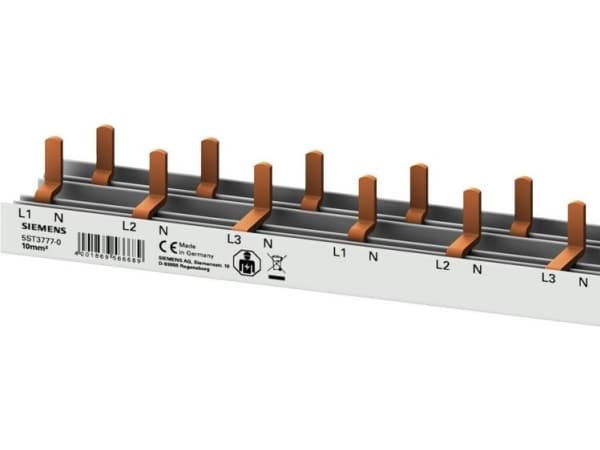 Siemens 5ST37770 Väyläkisko Rivien lukumäärä 3 10 mm² 63 A 230 V Johtotyyppi = L, L, L, L, N 1 kpl