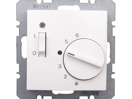 Hager Polo Temperature regulator with switch 250V 10A 5C IP20 snow white 20308989
