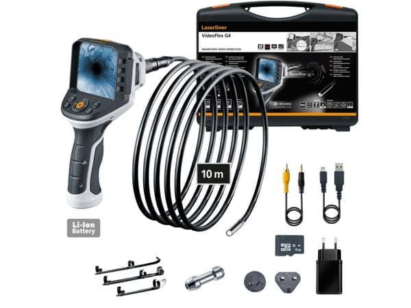 Laserliner VideoFlex G4 Ultra, 8,89 cm (3.5"), 640 x 480 piksler, 53°, Sort, Grå, 10 m, IP54, IP68