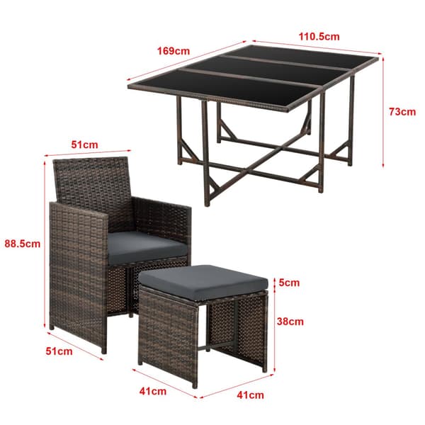 Matgrupp Laredo utomhus loungegrupp fläckig brun [en.casa]
