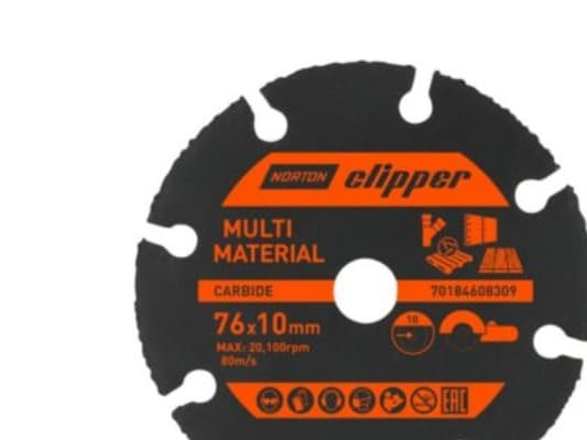 Diamantklinge 76x10,0mm - Norton Clipper multifunktionel t/tørskæring i mange mat.