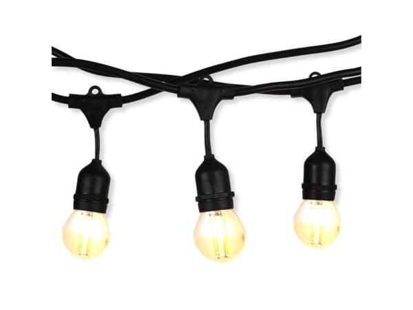 V-TAC LED-ketju VT-713 15x E27 Musta IP65 3673