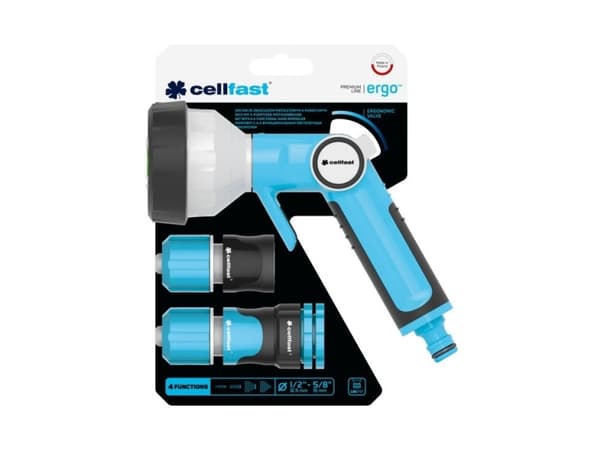 CELLFAST Ergo, Multifunksjonell sprinkler, 6 stang, Sort, Blå, Hvit