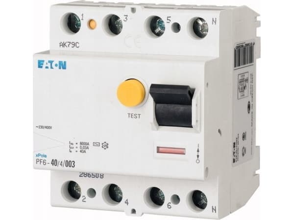 Eaton RCD 4P 63A 0.5A type AC PF6-63/4/05 286515
