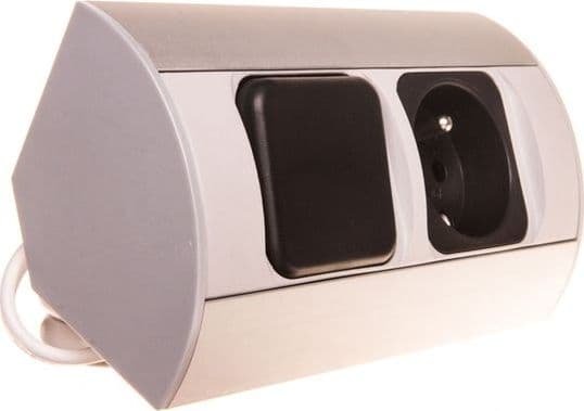 Orno Single furniture socket with/u 16A IP20 with switch aluminum/plastic OR-AE-1302