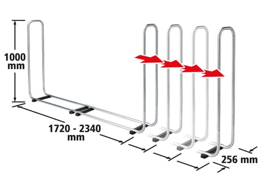 wolfcraft GmbH 5122000, Vedholder, Stål, Svart, Grå, 1,17 m³, 25 - 50 cm, 1720 mm