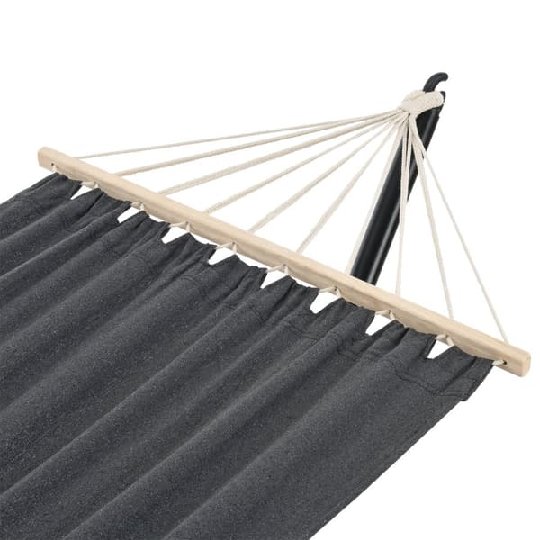 Hängmatta med stativ 300x120x105cm stål bomull polyester max.120kg svart mörkgrå [en.casa]
