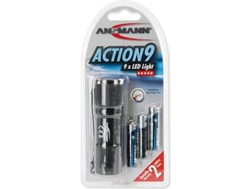 Ansmann Action9, Käsikokoinen taskulamppu, Musta, Alumiini, LED, 9 lamppua, 30 m