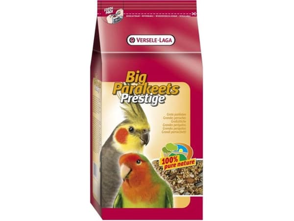 Versele-Laga Big Parakeets 1kg, Frø, 1 kg, Parrot, Vitamin D3, Yellow millet 33.5%, shelled oats 13%, red millet 10%, kardi 8%, canary seed 6%, strip