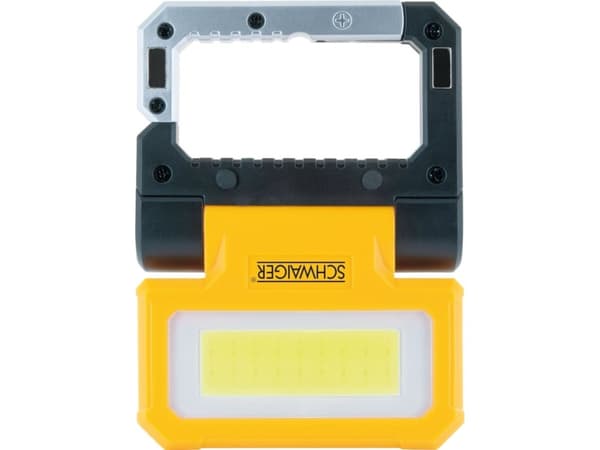 Schwaiger WL213, 6 W, LED, 2 lamppu(a), 2000 mAh, Musta, Hopea, Keltainen, Kädessä kannettava työvalo
