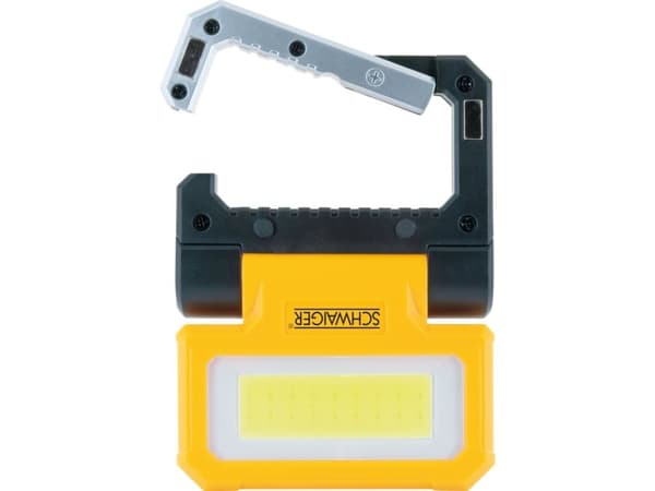 Schwaiger WL213, 6 W, LED, 2 lamppu(a), 2000 mAh, Musta, Hopea, Keltainen, Kädessä kannettava työvalo
