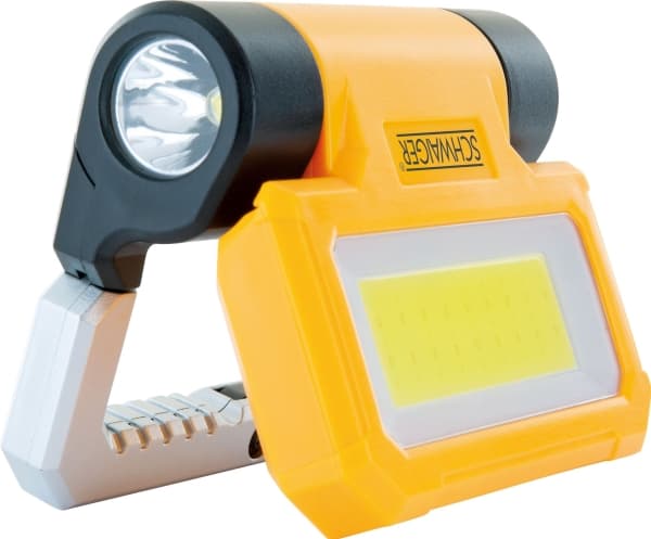 Schwaiger WL213, 6 W, LED, 2 lamppu(a), 2000 mAh, Musta, Hopea, Keltainen, Kädessä kannettava työvalo