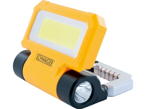 Schwaiger WL213, 6 W, LED, 2 lamppu(a), 2000 mAh, Musta, Hopea, Keltainen, Kädessä kannettava työvalo