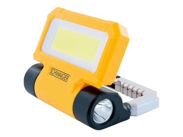 Schwaiger WL213, 6 W, LED, 2 lamppu(a), 2000 mAh, Musta, Hopea, Keltainen, Kädessä kannettava työvalo Svart, Silver, Gul